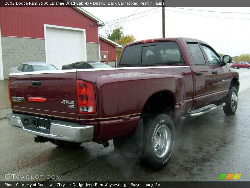 Dark Garnet Red Pearl / Taupe 2003 Dodge Ram 3500 Laramie Quad Cab 4x4 Dually