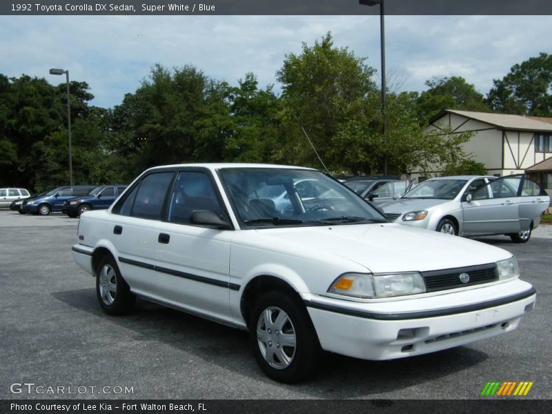 Super White / Blue 1992 Toyota Corolla DX Sedan