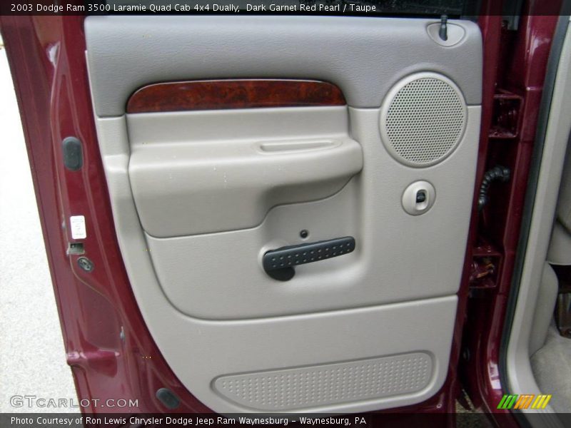 Dark Garnet Red Pearl / Taupe 2003 Dodge Ram 3500 Laramie Quad Cab 4x4 Dually