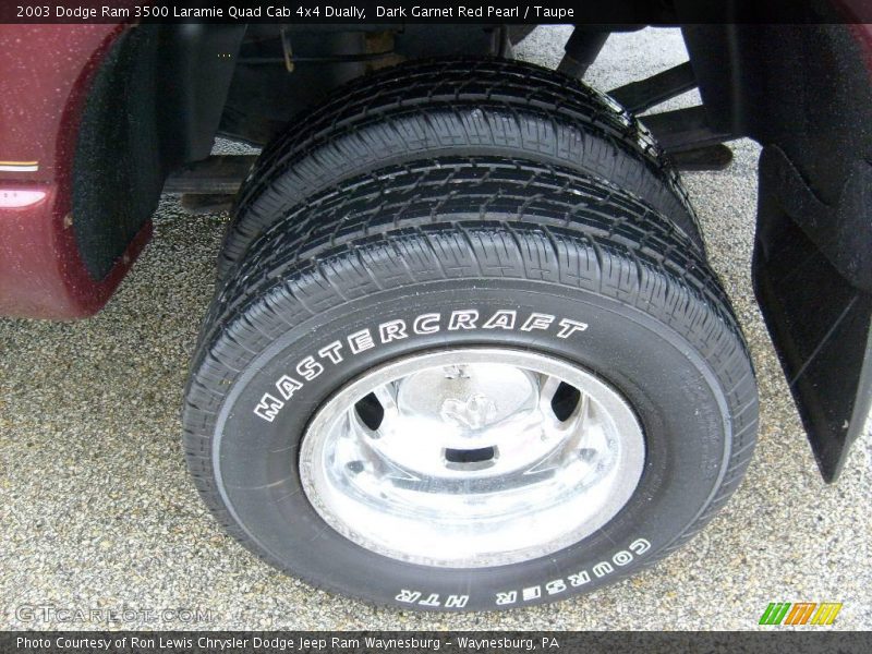 Dark Garnet Red Pearl / Taupe 2003 Dodge Ram 3500 Laramie Quad Cab 4x4 Dually