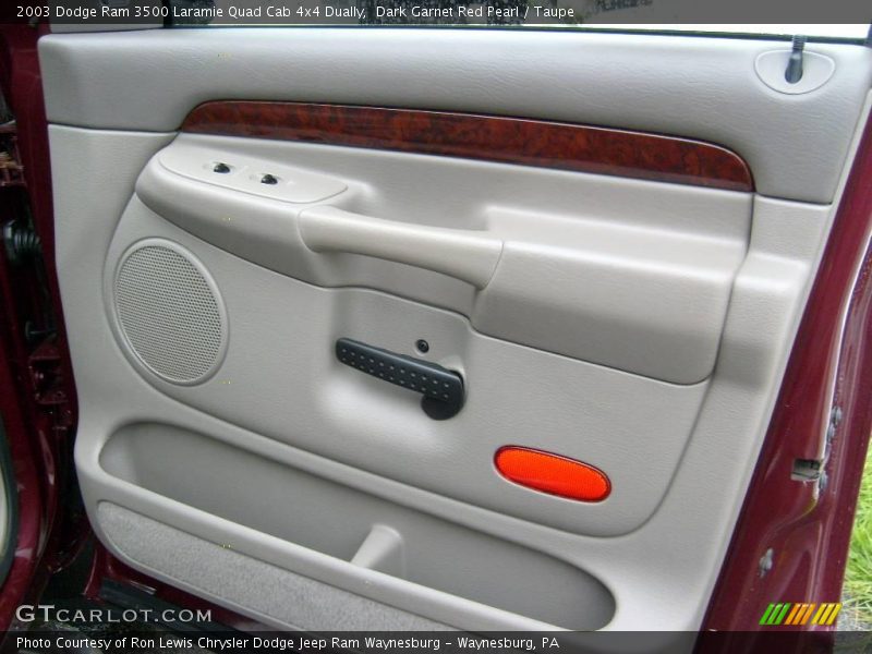 Dark Garnet Red Pearl / Taupe 2003 Dodge Ram 3500 Laramie Quad Cab 4x4 Dually