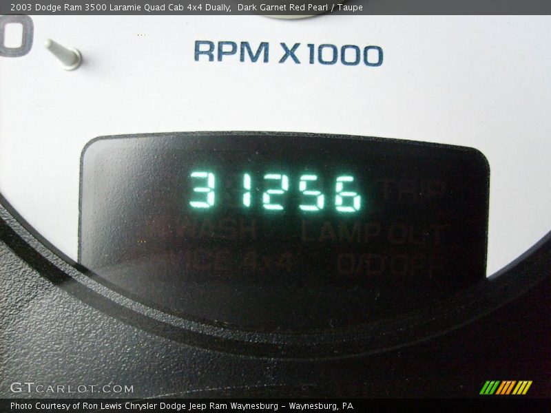 Dark Garnet Red Pearl / Taupe 2003 Dodge Ram 3500 Laramie Quad Cab 4x4 Dually