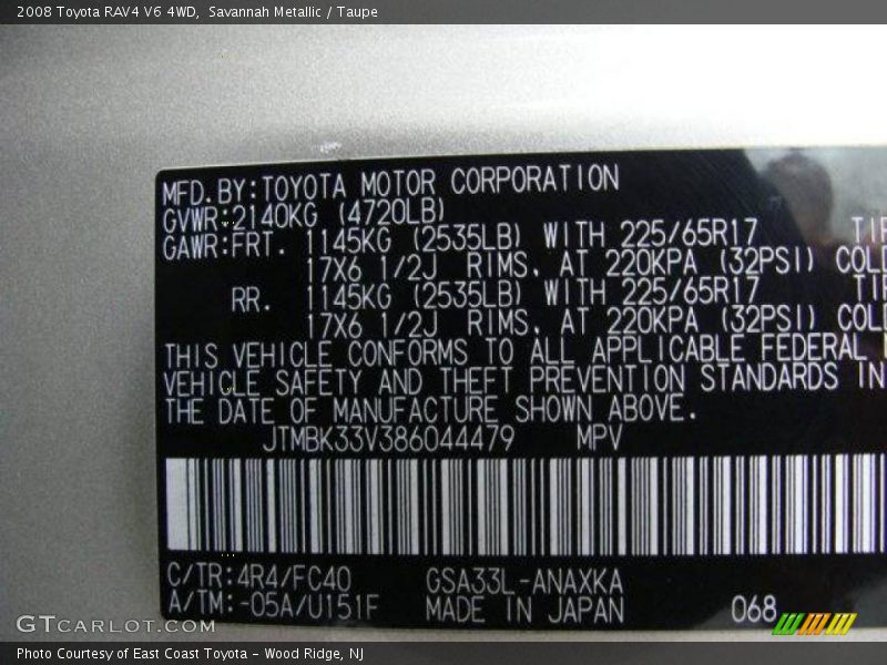 Savannah Metallic / Taupe 2008 Toyota RAV4 V6 4WD