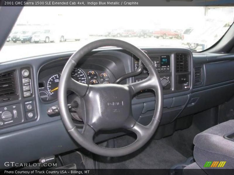 Indigo Blue Metallic / Graphite 2001 GMC Sierra 1500 SLE Extended Cab 4x4