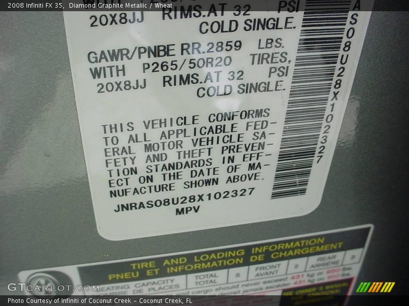 Diamond Graphite Metallic / Wheat 2008 Infiniti FX 35