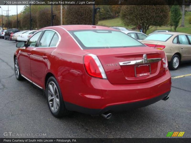 Sangria Red Metallic / Light Camel 2009 Lincoln MKS AWD Sedan