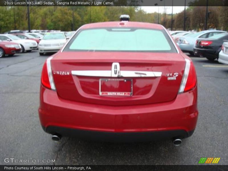 Sangria Red Metallic / Light Camel 2009 Lincoln MKS AWD Sedan