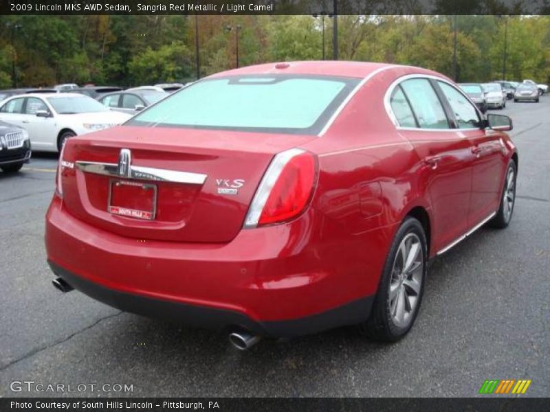 Sangria Red Metallic / Light Camel 2009 Lincoln MKS AWD Sedan