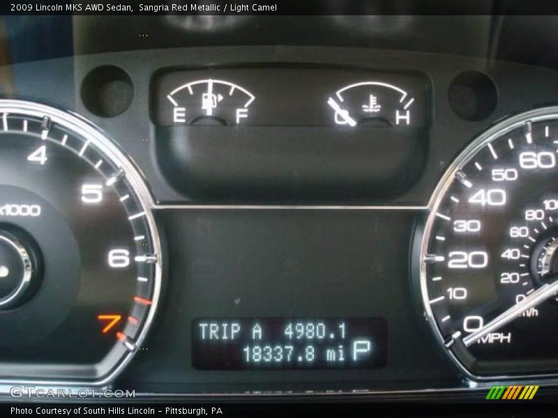 Sangria Red Metallic / Light Camel 2009 Lincoln MKS AWD Sedan