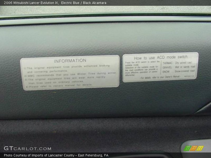 Electric Blue / Black Alcantara 2006 Mitsubishi Lancer Evolution IX