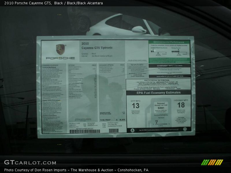 Black / Black/Black Alcantara 2010 Porsche Cayenne GTS