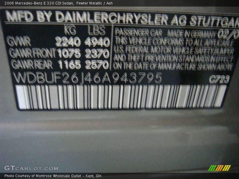 Pewter Metallic / Ash 2006 Mercedes-Benz E 320 CDI Sedan