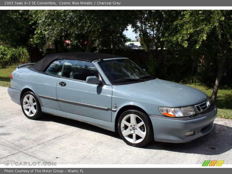 Cosmic Blue Metallic / Charcoal Grey 2003 Saab 9-3 SE Convertible