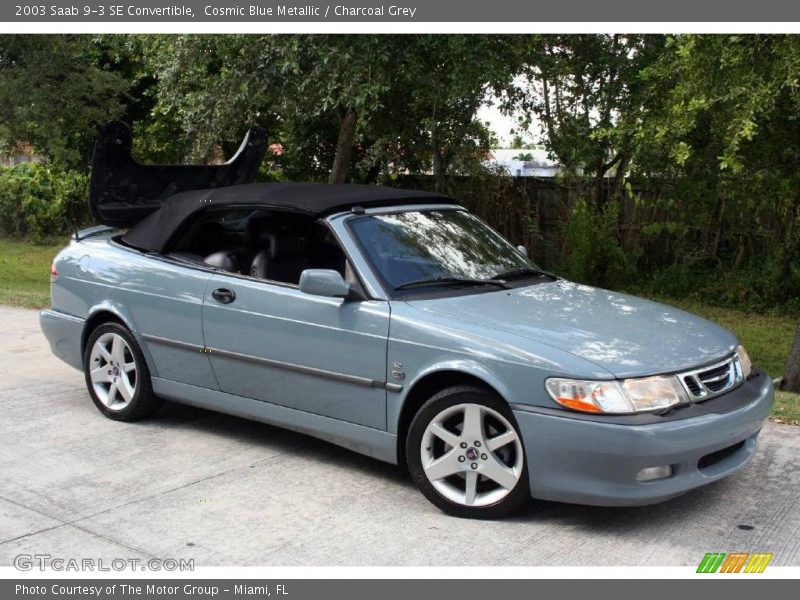 Cosmic Blue Metallic / Charcoal Grey 2003 Saab 9-3 SE Convertible