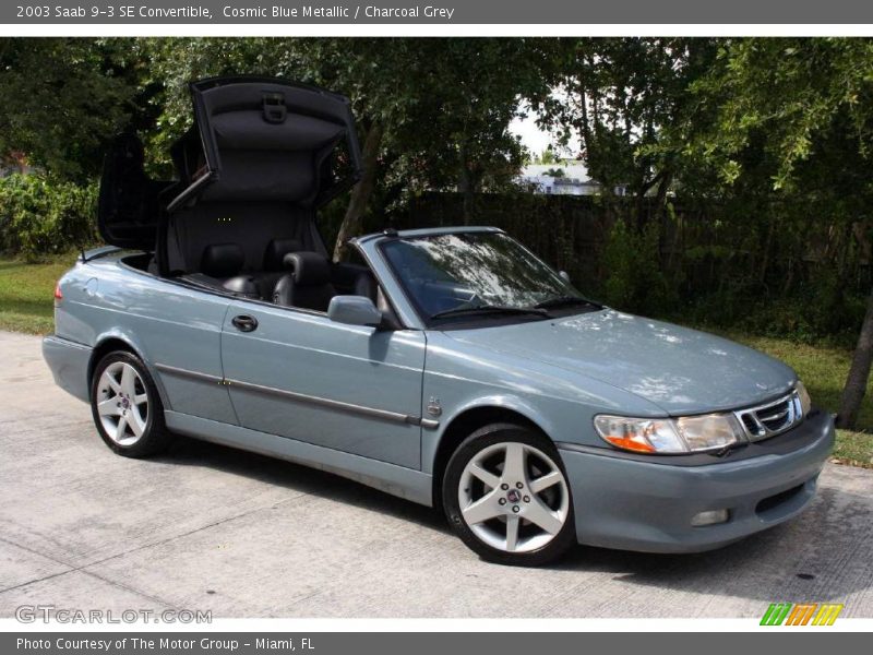 Cosmic Blue Metallic / Charcoal Grey 2003 Saab 9-3 SE Convertible