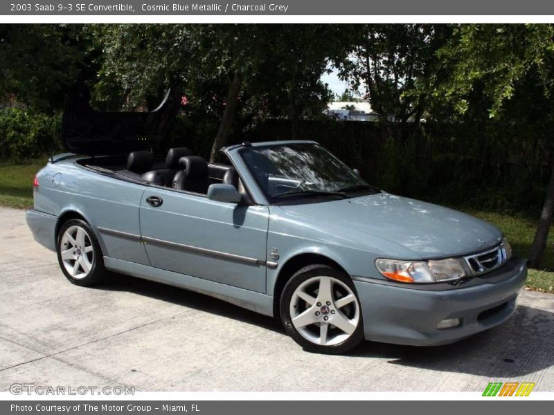 Cosmic Blue Metallic / Charcoal Grey 2003 Saab 9-3 SE Convertible