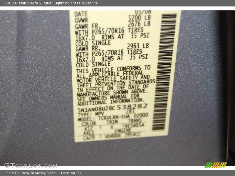 Silver Lightning / Steel/Graphite 2008 Nissan Xterra S