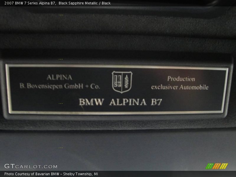 Black Sapphire Metallic / Black 2007 BMW 7 Series Alpina B7