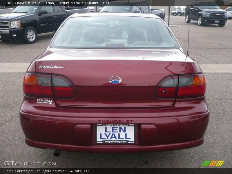 Redfire Metallic / Neutral Beige 2003 Chevrolet Malibu Sedan