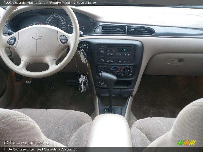 Redfire Metallic / Neutral Beige 2003 Chevrolet Malibu Sedan