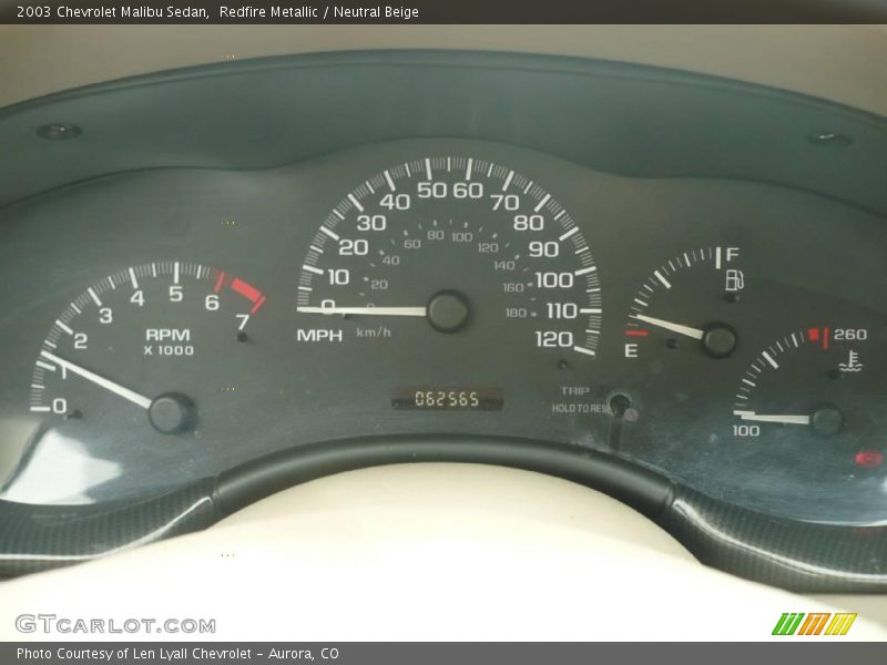 Redfire Metallic / Neutral Beige 2003 Chevrolet Malibu Sedan