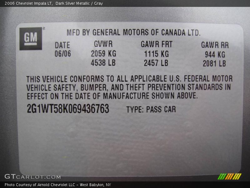 Dark Silver Metallic / Gray 2006 Chevrolet Impala LT