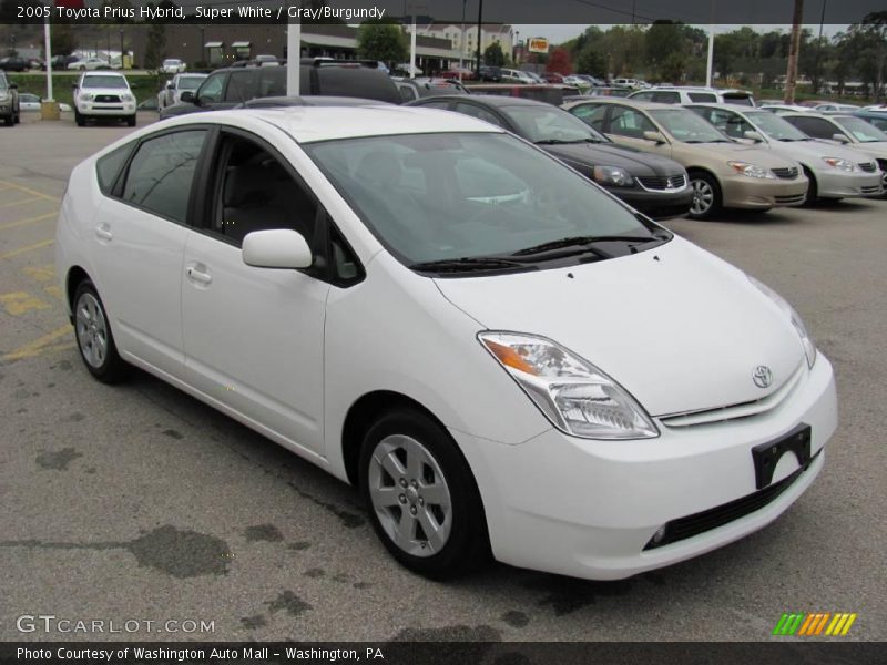 Super White / Gray/Burgundy 2005 Toyota Prius Hybrid