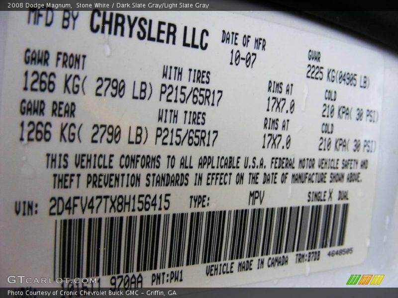 Stone White / Dark Slate Gray/Light Slate Gray 2008 Dodge Magnum