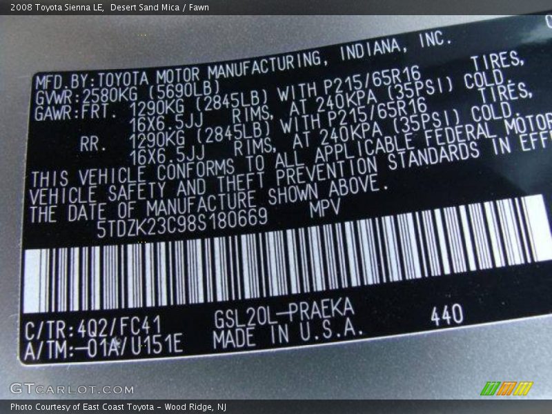 Desert Sand Mica / Fawn 2008 Toyota Sienna LE