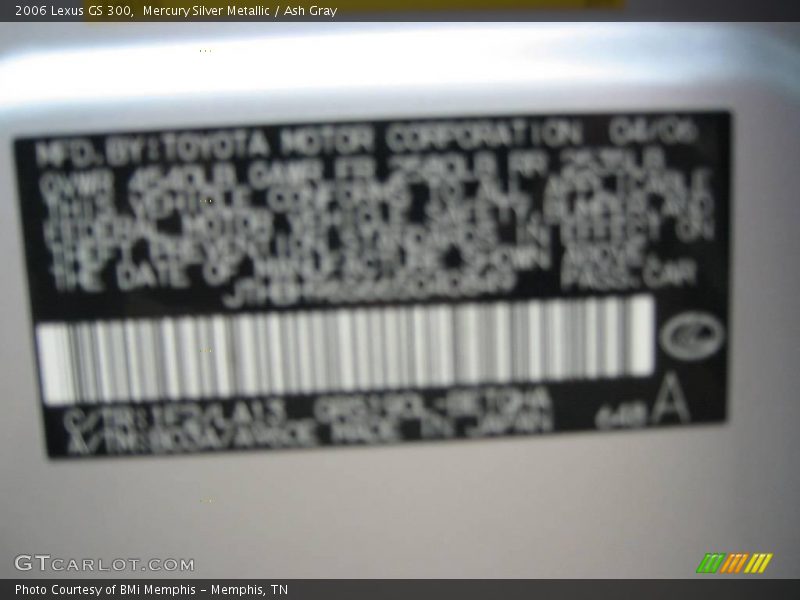 Mercury Silver Metallic / Ash Gray 2006 Lexus GS 300