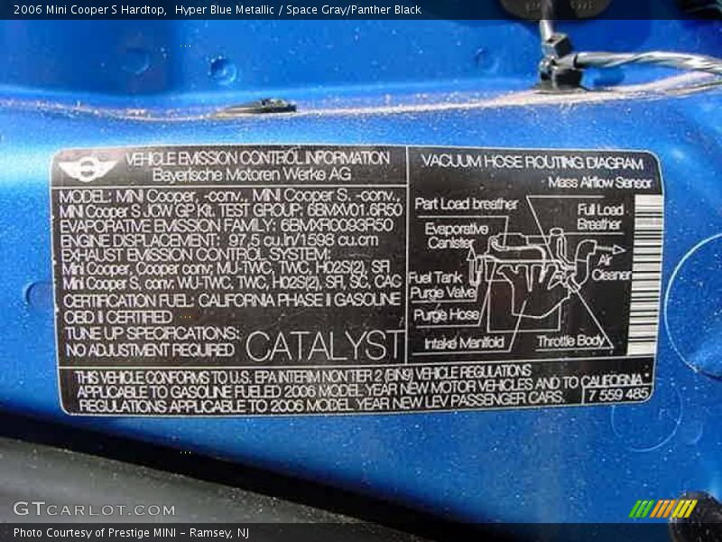 Hyper Blue Metallic / Space Gray/Panther Black 2006 Mini Cooper S Hardtop
