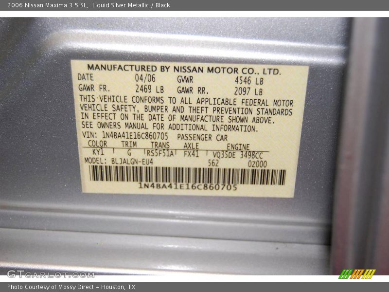 Liquid Silver Metallic / Black 2006 Nissan Maxima 3.5 SL