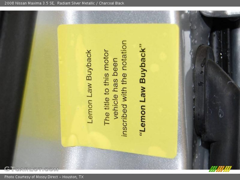 Radiant Silver Metallic / Charcoal Black 2008 Nissan Maxima 3.5 SE