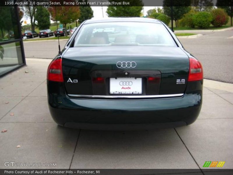 Racing Green Pearl / Vanilla/Royal Blue 1998 Audi A6 2.8 quattro Sedan