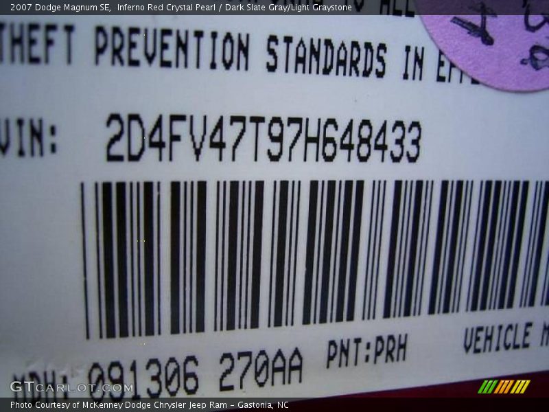 Inferno Red Crystal Pearl / Dark Slate Gray/Light Graystone 2007 Dodge Magnum SE