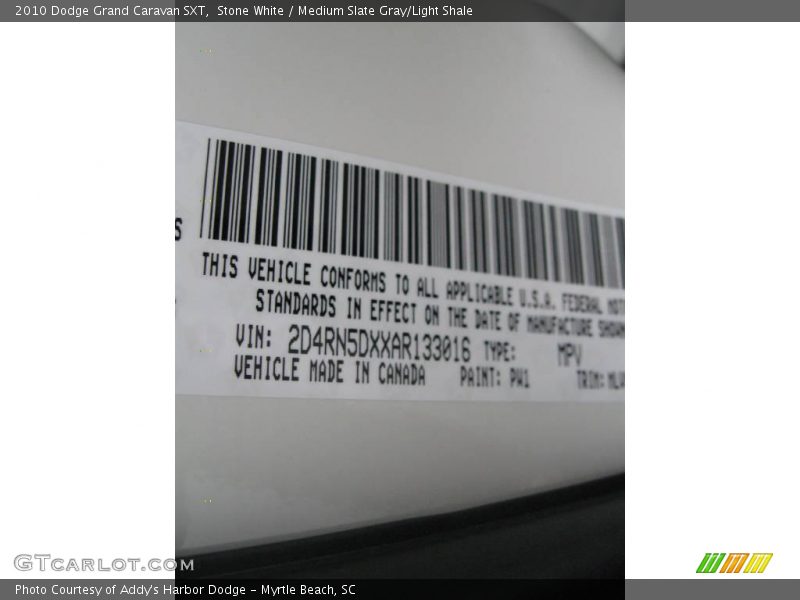 Stone White / Medium Slate Gray/Light Shale 2010 Dodge Grand Caravan SXT