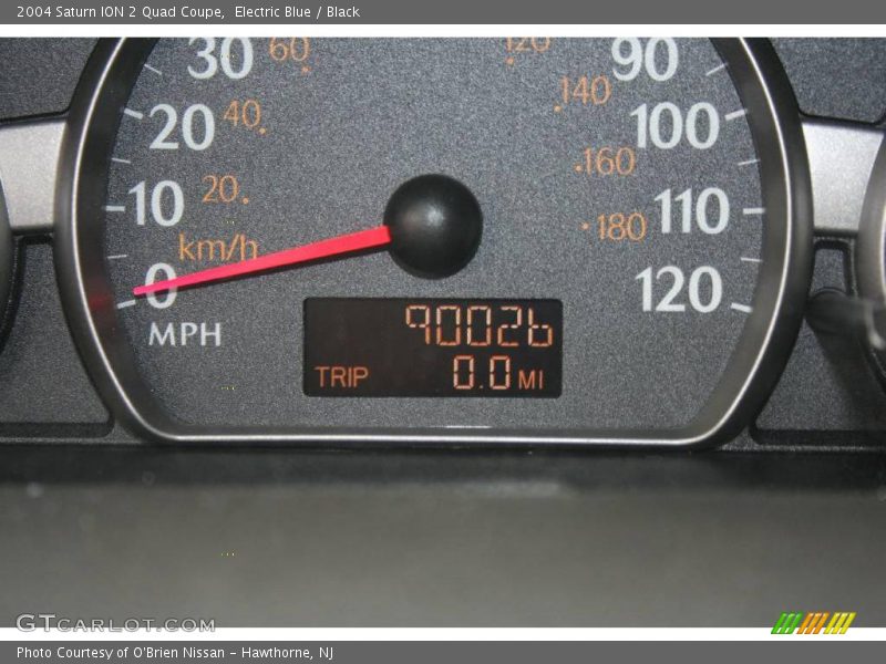 Electric Blue / Black 2004 Saturn ION 2 Quad Coupe