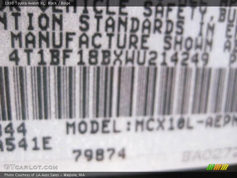Black / Beige 1998 Toyota Avalon XL