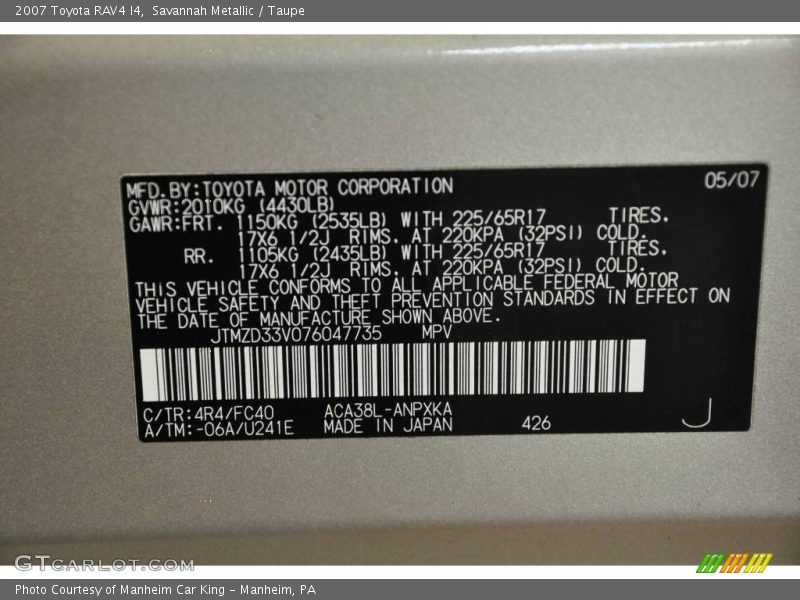 Savannah Metallic / Taupe 2007 Toyota RAV4 I4
