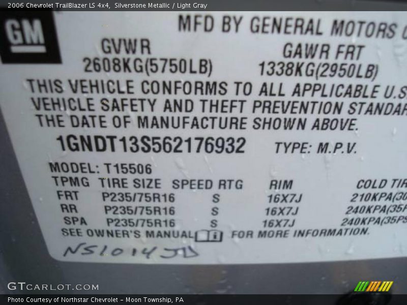 Silverstone Metallic / Light Gray 2006 Chevrolet TrailBlazer LS 4x4