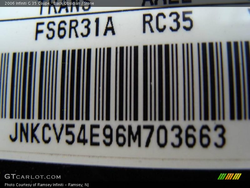 Black Obsidian / Stone 2006 Infiniti G 35 Coupe