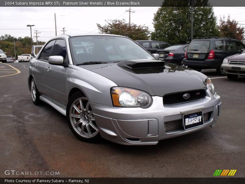 Platinum Silver Metallic / Blue Ecsaine/Black 2004 Subaru Impreza WRX STi