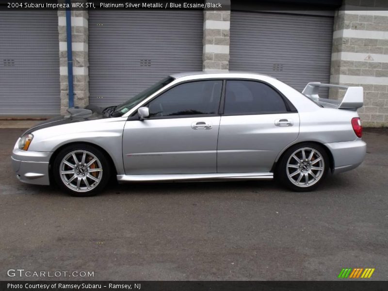 Platinum Silver Metallic / Blue Ecsaine/Black 2004 Subaru Impreza WRX STi