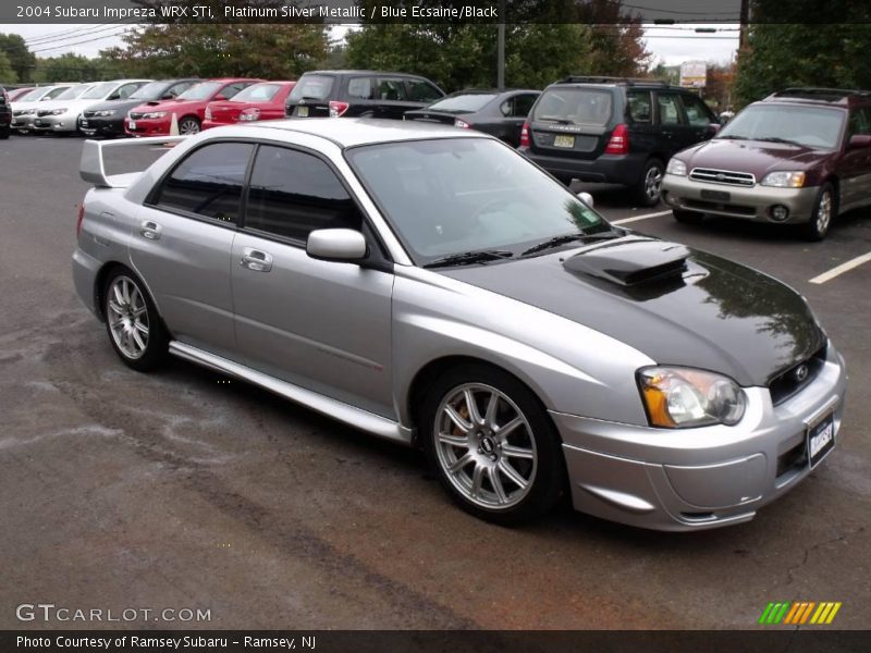 Platinum Silver Metallic / Blue Ecsaine/Black 2004 Subaru Impreza WRX STi