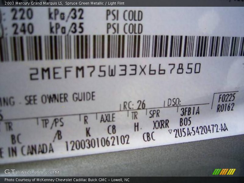Spruce Green Metallic / Light Flint 2003 Mercury Grand Marquis LS