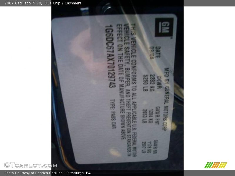 Blue Chip / Cashmere 2007 Cadillac STS V8