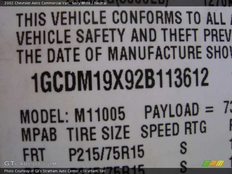 Ivory White / Neutral 2002 Chevrolet Astro Commercial Van