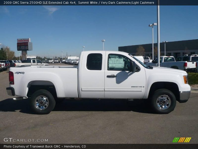 Summit White / Very Dark Cashmere/Light Cashmere 2009 GMC Sierra 2500HD SLE Extended Cab 4x4