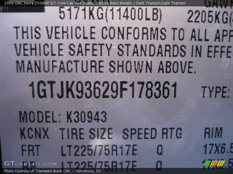 Carbon Black Metallic / Dark Titanium/Light Titanium 2009 GMC Sierra 3500HD SLT Crew Cab 4x4 Dually