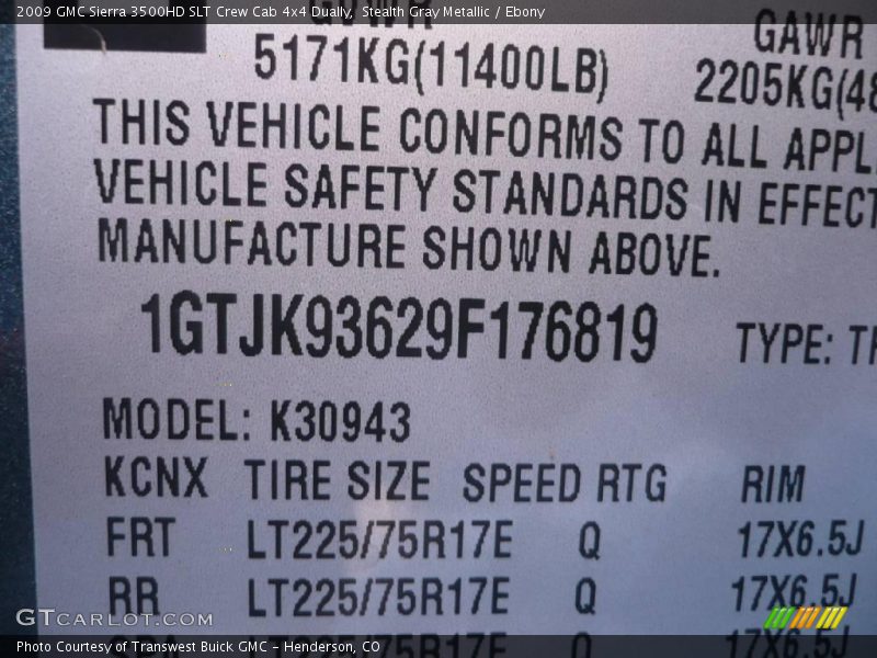 Stealth Gray Metallic / Ebony 2009 GMC Sierra 3500HD SLT Crew Cab 4x4 Dually